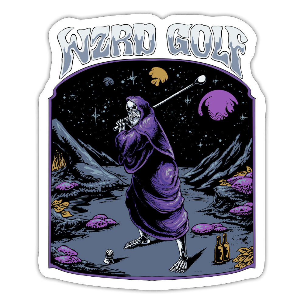 Space Skeleton Wizard Sticker - white matte